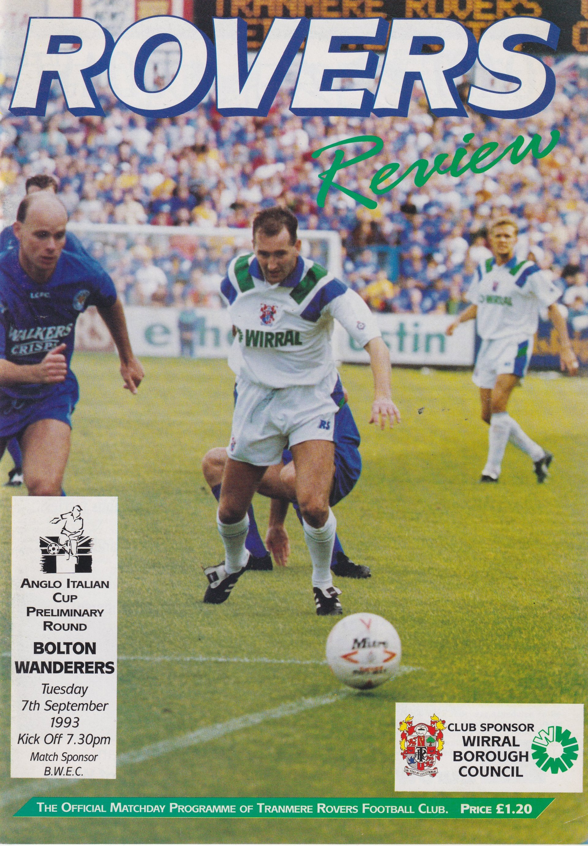Tranmere Rovers v Bolton Wanderers match programme